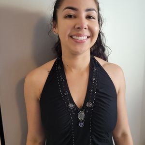 Krista Lee Beaded Black backless top Small